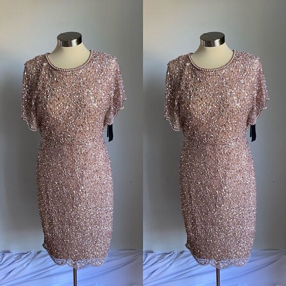 Adrianna Papell Flutter Sleeve Dress - Picture 3 of 11